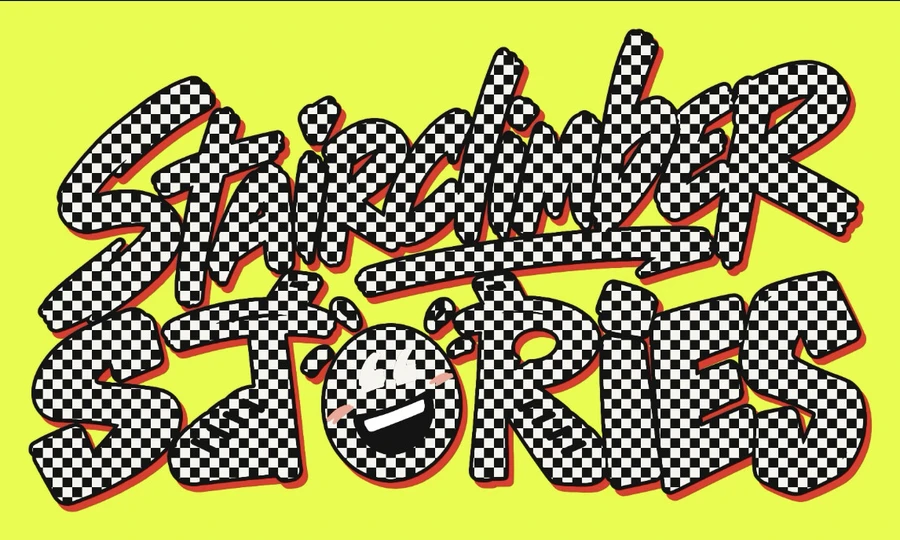 Stairclimber Stories logo with a checkerboard fill